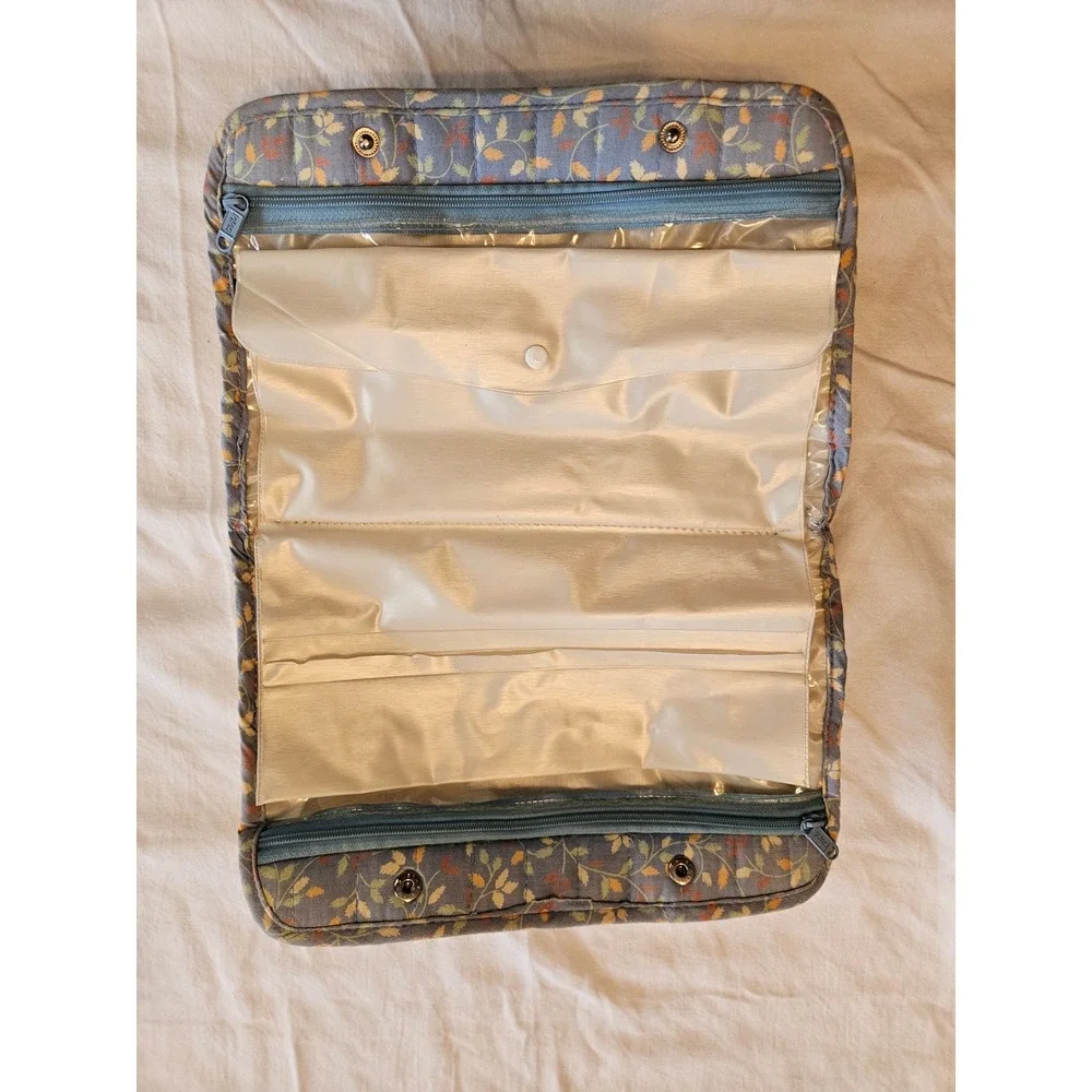 Totes Quilted Floral Cosmetic Bag Makeup Pouch Organizer 80's 90's Vintage